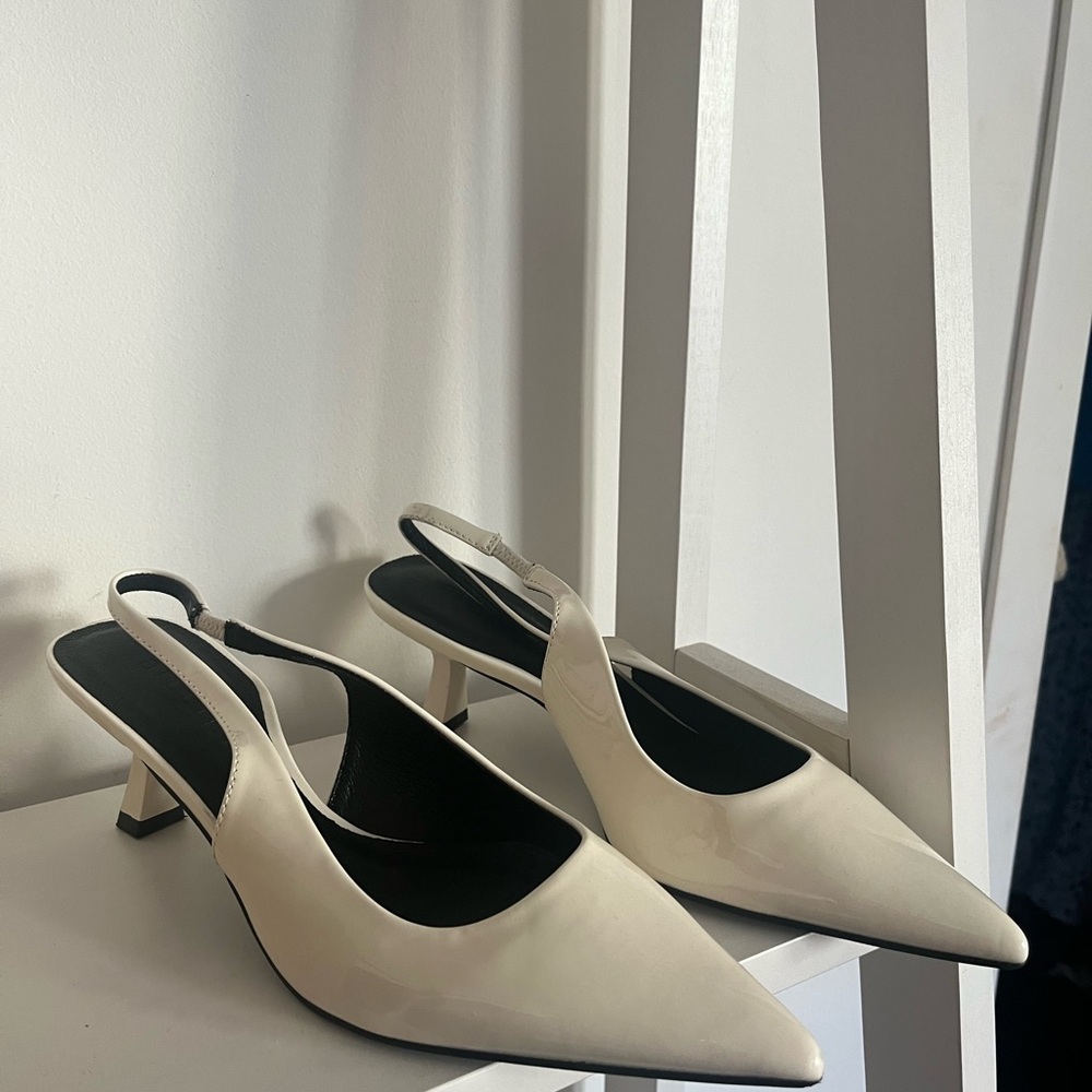 Princess Polly Cream Slingback Heels
